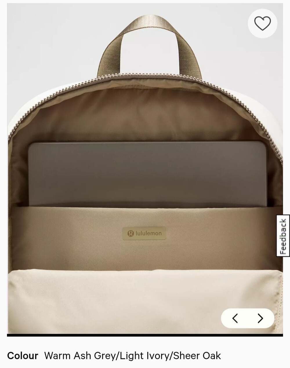 Lululemon New Crew Backpack in Warm Ash Grey/Light Ivory/Sheer Oak - Picture 5 of 8